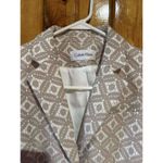 Calvin Klein  Geometric Pattern Cropped‎ Blazer Beige White Professional Jacket Photo 2