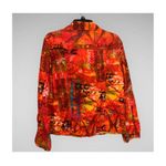 Chico's Chico’s Orange Multicolor Corduroy Button Down Long Sleeve Shirt Jacket Medium Photo 1