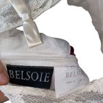 Belsoie Vintage off White Lace and burgundy Red Velvet Long Dress Sleeveless Size 10 Photo 11