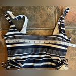 Aerie Blue White Stripe Side Lace up Scoop Bikini Top Size S Photo 6