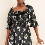 Hutch Anthropologie  Velvet Floral Mini‎ Dress size xl black and green whimsical Photo 0