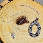 Sterling Silver Micro Pave CZ Oval Pendant Necklace Photo 0