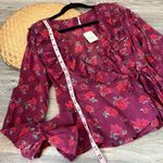 Free People Nwt  cottagecore floral Amanda‎ ruffle wrap blouse pink floral print Photo 3
