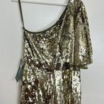 Mac Duggal One-Shoulder Sequin Column Gown in Gold Size US 12 NWT Photo 11