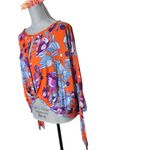 Free People Orange Keepin On Floral Stretch Jersey Slouchy Top SP Photo 5