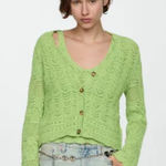 Mango NWT Sito Crochet Cardigan Lime Green Oversized Photo 0