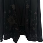 Lucky Brand Lucky Lotus  Black Open Front Cardigan Sweatshirt Embroidered Small Photo 2