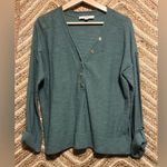 Loft  Women's Textured Stitch Henley Green Sweater,VNeck,Size M,Great Condition Photo 0