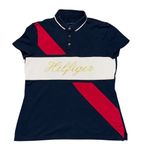 Tommy Hilfiger colorblock polo shirt navy red white women's medium Photo 7