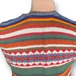 Vintage 90s Knit Sweater Vest Striped Multicolor Button Front Small Rustic Boho Red Photo 6