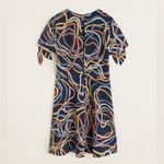 Mango  Scarf Print Crepe Mini Dress MNG Scarf Pattern Navy Size 2 NWT Photo 7