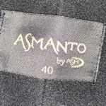 ASM Asmanto Black Zip Up Long Sleeve Wide Collar Belted Trench Coat Jacket Sz 8 Photo 4