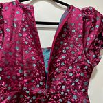 Lulus Always Decadent Magenta Floral Brocade Puff Sleeve Mini Dress  Size Medium Photo 7