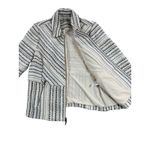 Chico's Textured Knit Zipper Front Jacket Women Large Ivory Career Striped Tweed Photo 3