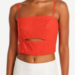 Farm Rio Anthropologie  Red Cutout Tank Top CROPPED Photo 0