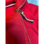 IZOD Red Ribbed Cowl Neck Zip Front Long Sleeve Pullover Top Womens Medium Photo 2