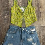 American Eagle  Green Floral Women's Top. Size small. Photo 0