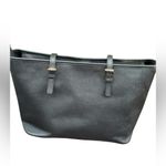 Michael Kors  Black Leather Tote with Gold Accents Photo 3