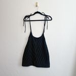 Tiger Mist  | Clara Striped Pinstripe Tie Strap Mini Slit Dress Black White Photo 5