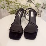 Reiss SAMPLE PIECES Black Leather Kali Wedge Leather Strappy Wedge Sandal Photo 1