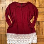 Lace Tunic Oversized Sweater Red Size L Photo 4