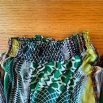 Metro  22 Tunic Top Women 1X Embellished Sheer Lined Green Geometric Short Sleeve Photo 5