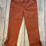 Allen B Bohemian Capris Burnt Brick Jeans Womens 8 Denim Allen Schwartz Zippers‎ Orange Photo 0