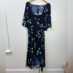 City Chic   Maxi Dress in navy blue with a floral print Wrap Dress size 18 Photo 2
