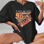 SheIn EZwear Audiotape And Letter Graphic Drop Shoulder Oversized Tee Graphic Women Photo 0