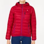 Little Donkey Andy Puffer Jacket Womens XS Red Hooded Quilted Winter Outdoor Photo 0