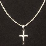 Solid Silver Chain Rope Chain 20in 2mm And Silver Cross Photo 0