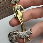 Woman In Long Dress / Carolee Rectangle Rhinestone Gold Tone Lot Of 2 Brooch Pin Photo 6