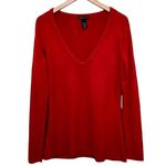New York & Company sweater women's L red V neck long sleeve pullover Size L Photo 1