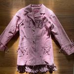 American Vintage VTG Early 1990s Pink Fringe Leather Coat Photo 7
