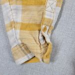 American Eagle  Womens Flannel Shirt Size S Yellow White Plaid Button Down Hoodie Photo 11