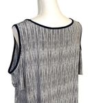 Elle  Women's Shift Dress Cold Shoulder Short Sleeve Striped Midi Large Navy Blue Photo 4