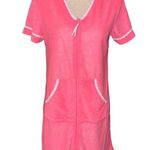 Vintage Jasmine Lace Terry Robe Zippered Front Size Small Robe Cover Up Pink Photo 0