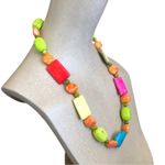 Bright Beaded Multi Shaped Pink, Blue, Orange Beads Lightweight Summer Necklace Pink Photo 3