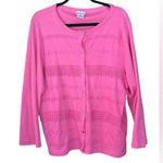 Bonworth Vintage Pink Button Cardigan w Fun, Feminine Detail. Size Large Petite Photo 0