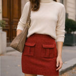 Anthropologie Moth Wool Blend Knit Mini Skirt Red S/P Photo 0