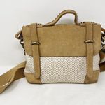 Anthropologie [] Jesslyn Blake Tan Cream Suede Messenger Crossbody Satchel Bag Photo 3