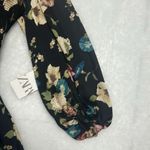 ZARA New floral high neck long elastic sleeve smocked top romper keyhole MEDIUM Photo 5