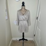 NTM: Silver Sequin Mini Dress Surplice V Photo 1