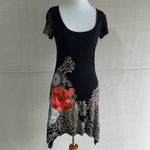 Desigual  ALACANT 40T2478 Short Sleeve T-Shirt Top Low Hem Applique Print Black S Photo 2
