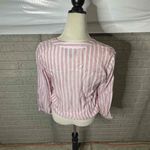 Michael Stars Red White Striped Tie Front Long Sleeve Blouse Size Small Photo 2
