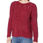 Nine West Chenille Pointelle Pullover Rich Burgundy Sweater Size M Photo 0