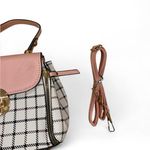 Pink, white, and black checkered plaid hand bag purse Pink Photo 1