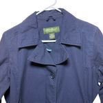 Eddie Bauer  Womens‎ Lightweight Trench Coat Jacket Button Belted Navy Blue Large Photo 2