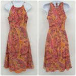 Ann Taylor  Womens Vintage Y2K 90s Paisley Halter Neck Silk Party Dress Size 4 Photo 1