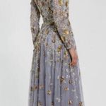 Mac Duggal 5533 Beaded Sequins Long Sleeve Gown Platinum Gold 10 Photo 1